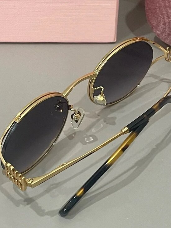 Miu Miu Oval Gold Frame Sunglasses main image 6